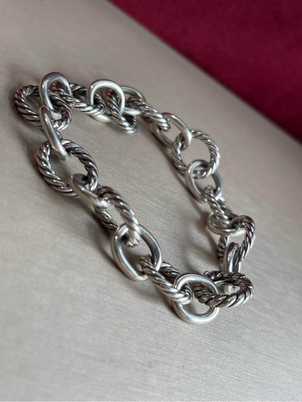 David Yurman Oval Link Chain Cable Bracelet 925 Sterling Silver 12mm 8” - Picture 7 of 11